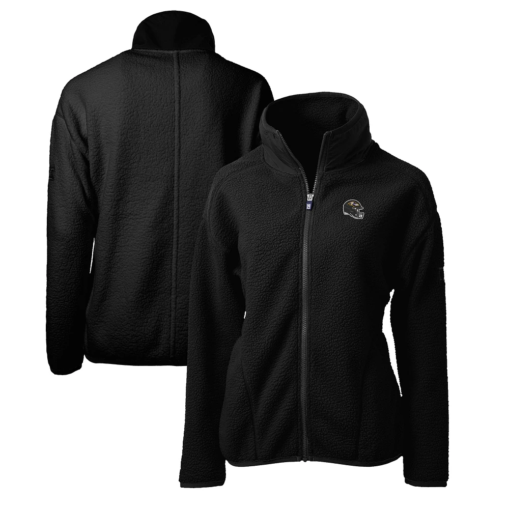 Women's Cutter & Buck Black Baltimore Ravens Helmet Logo Cascade Eco Sherpa Full-Zip Fleece Jacket