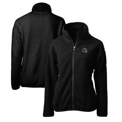 Women's Cutter & Buck Black Baltimore Ravens Helmet Logo Cascade Eco Sherpa Full-Zip Fleece Jacket