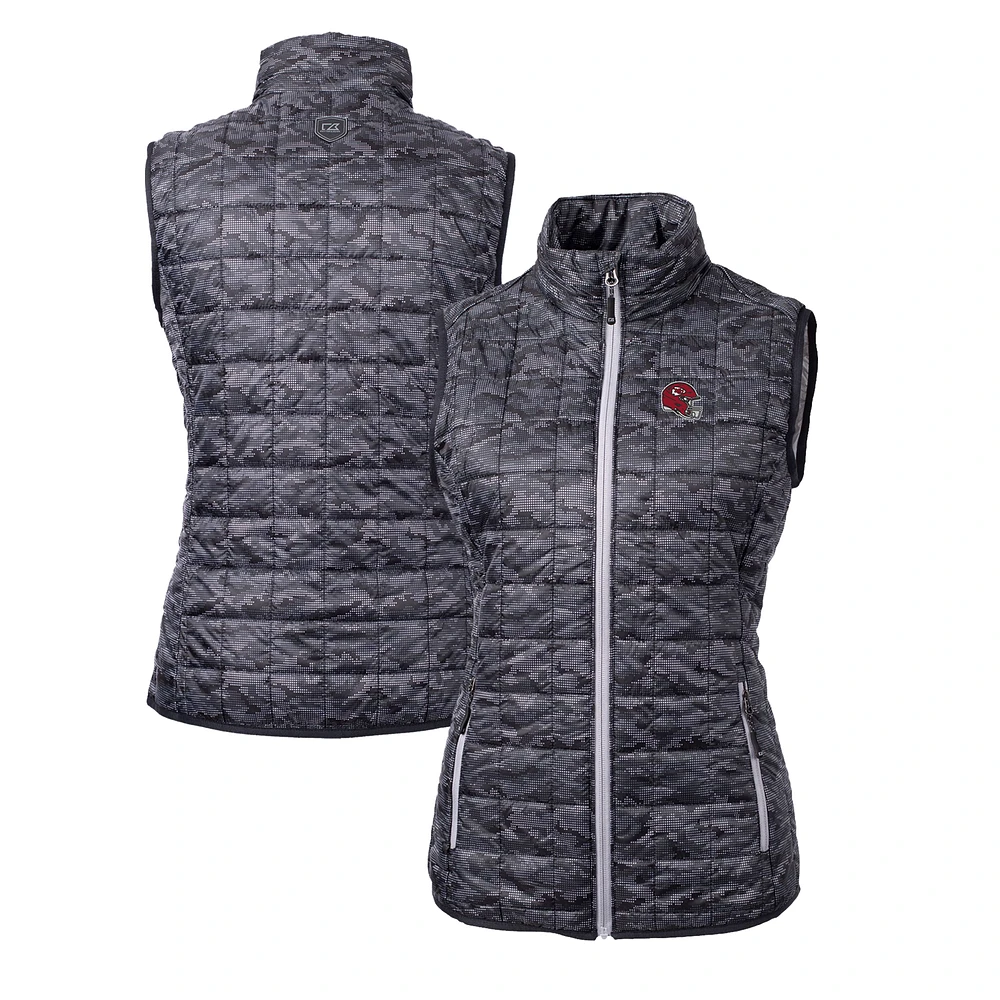Women's Cutter & Buck Black Kansas City Chiefs Helmet Logo Rainier PrimaLoft Eco Insulated Full-Zip Puffer Vest