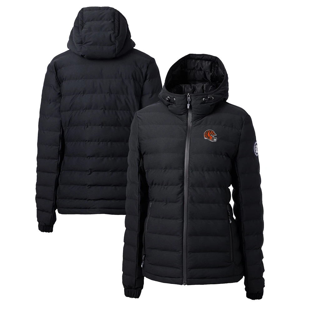 Women's Cutter & Buck Black Cincinnati Bengals Helmet Logo Mission Ridge Repreve Eco Insulated Full-Zip Puffer Jacket
