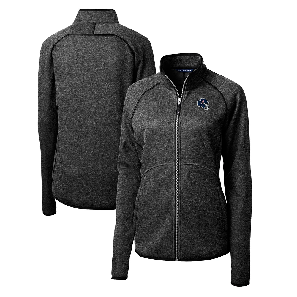 Women's Cutter & Buck Charcoal Houston Texans Helmet Logo Mainsail Sweater-Knit Full-Zip Jacket
