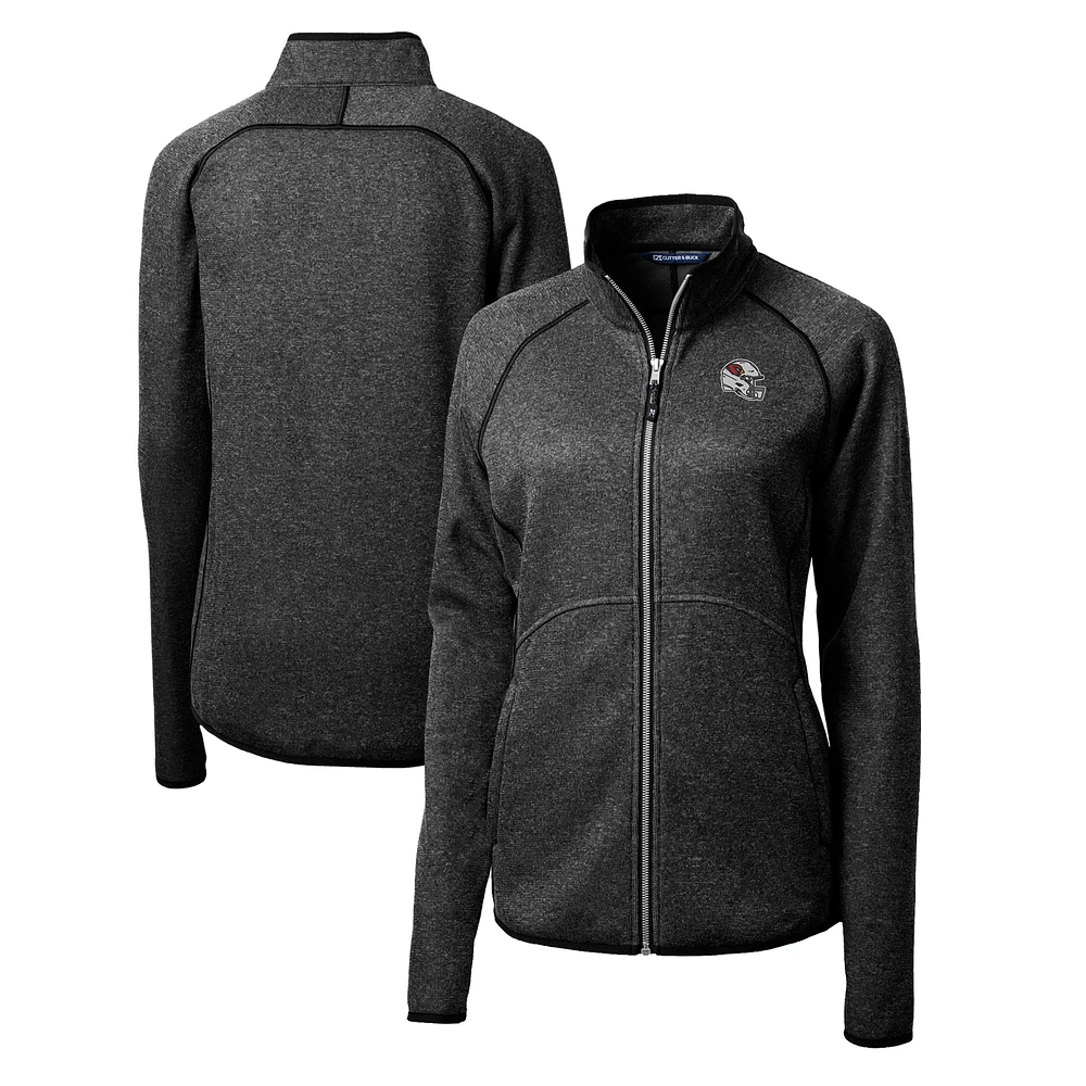 Women's Cutter & Buck Charcoal Arizona Cardinals Helmet Logo Mainsail Sweater-Knit Full-Zip Jacket