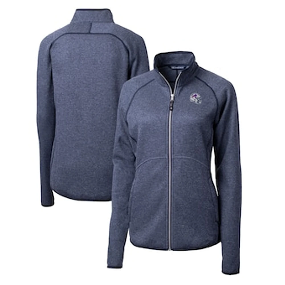 Women's Cutter & Buck Navy Buffalo Bills Helmet Logo Mainsail Sweater-Knit Full-Zip Jacket