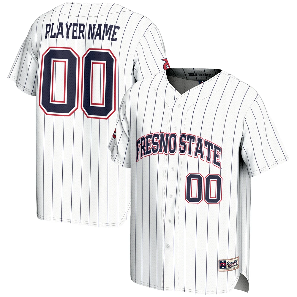 Youth GameDay Greats White Fresno State Bulldogs NIL Pick-A-Player Lightweight Baseball Jersey