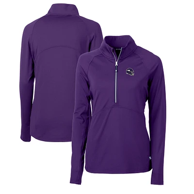 Women's Cutter & Buck Minnesota Vikings Helmet Logo Adapt Eco Knit Stretch Recycled Half-Zip Pullover Top