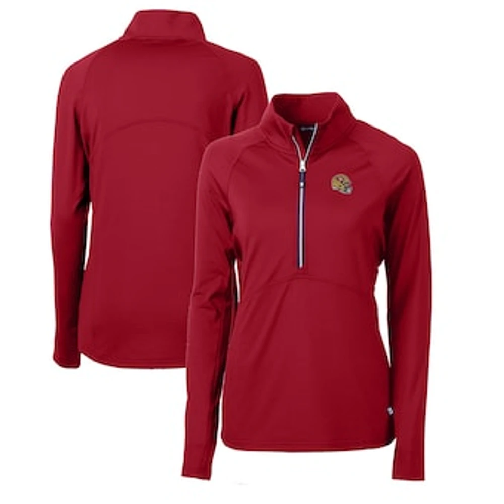 Women's Cutter & Buck Scarlet San Francisco 49ers Helmet Logo Adapt Eco Knit Stretch Recycled Half-Zip Pullover Top