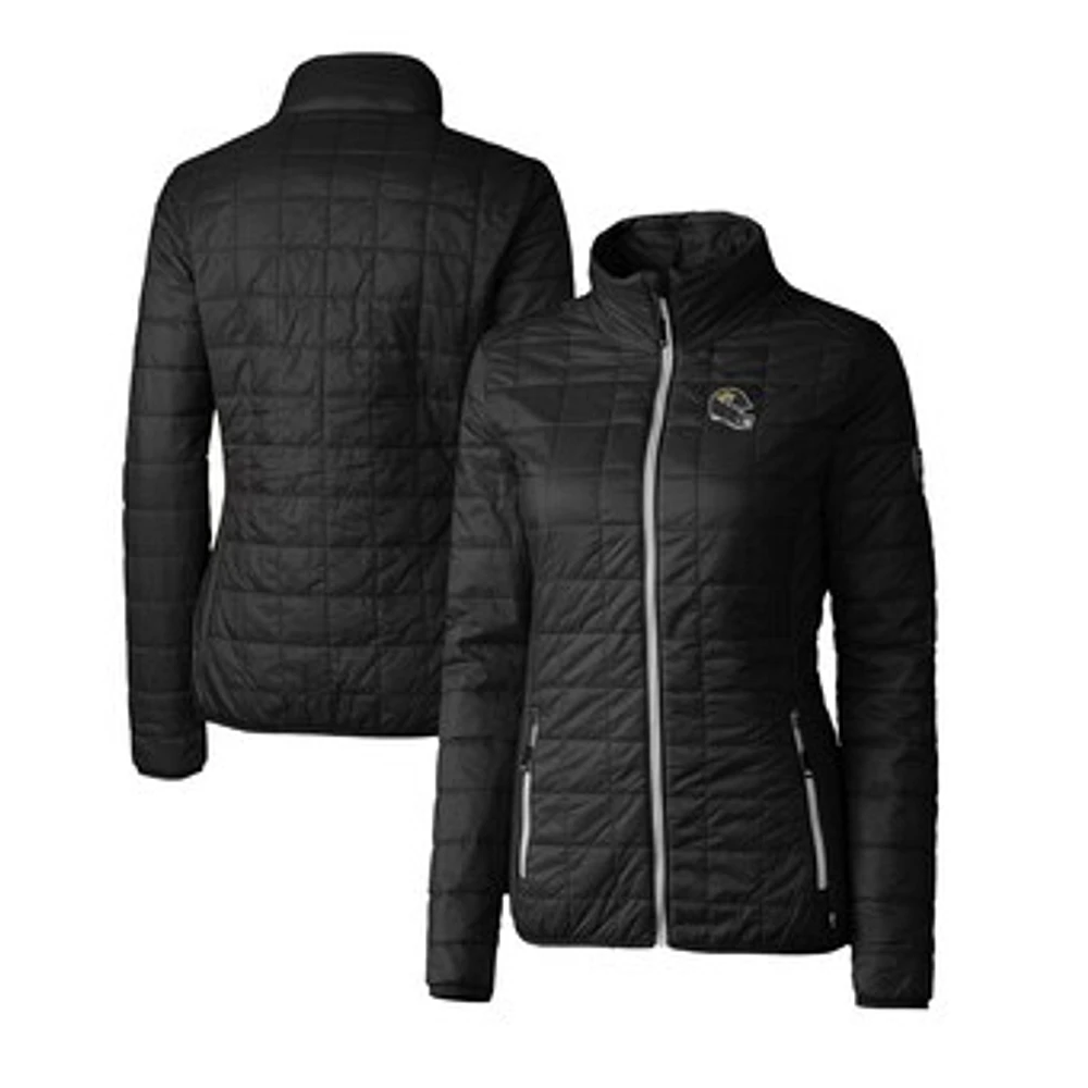 Women's Cutter & Buck Black Jacksonville Jaguars Helmet Logo Rainier PrimaLoft Eco Insulated Full-Zip Puffer Jacket