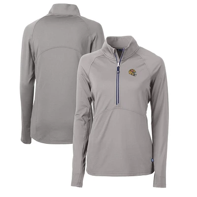 Women's Cutter & Buck Gray San Francisco 49ers Helmet Logo Adapt Eco Knit Stretch Recycled Half-Zip Pullover Top