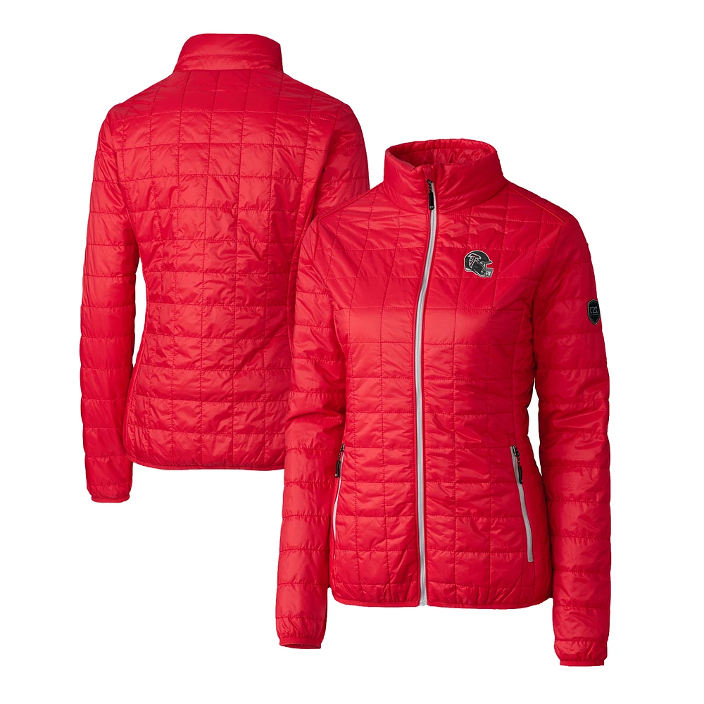 Women's Cutter & Buck Red Atlanta Falcons Helmet Logo Rainier PrimaLoft Eco Insulated Full-Zip Puffer Jacket