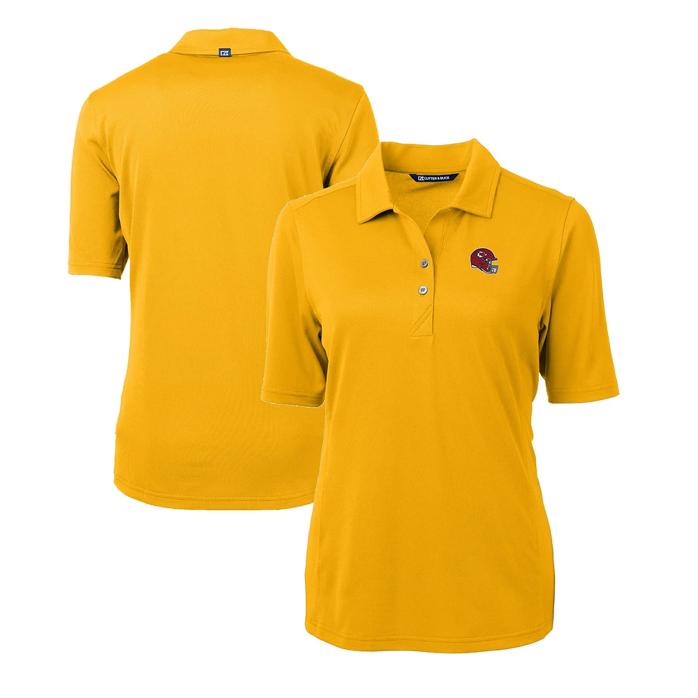 Women's Cutter & Buck Gold Kansas City Chiefs Helmet Logo DryTec Virtue Eco Pique Recycled Polo