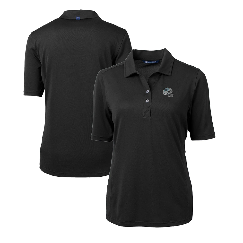 Women's Cutter & Buck Black Carolina Panthers Helmet Logo DryTec Virtue Eco Pique Recycled Polo