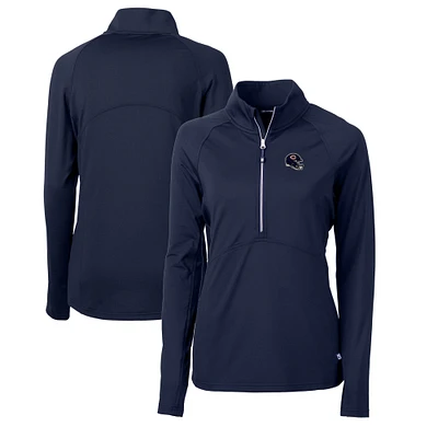 Women's Cutter & Buck Navy Chicago Bears Helmet Logo Adapt Eco Knit Stretch Recycled Half-Zip Pullover Top