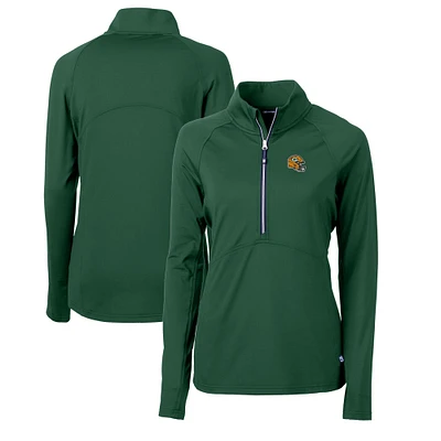 Women's Cutter & Buck Green Bay Packers Helmet Logo Adapt Eco Knit Stretch Recycled Half-Zip Pullover Top