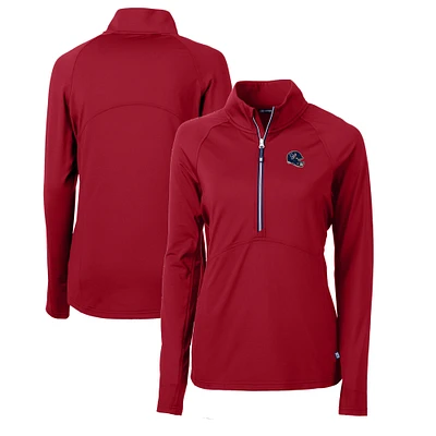 Women's Cutter & Buck Red Houston Texans Helmet Logo Adapt Eco Knit Stretch Recycled Half-Zip Pullover Top