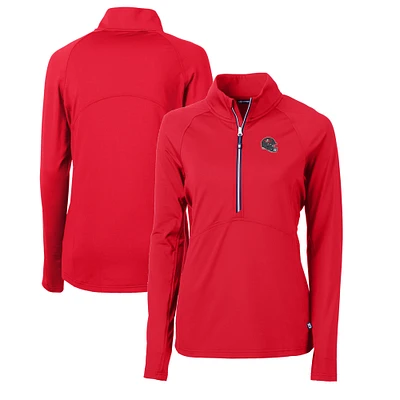 Women's Cutter & Buck Red Tampa Bay Buccaneers Helmet Logo Adapt Eco Knit Stretch Recycled Half-Zip Pullover Top