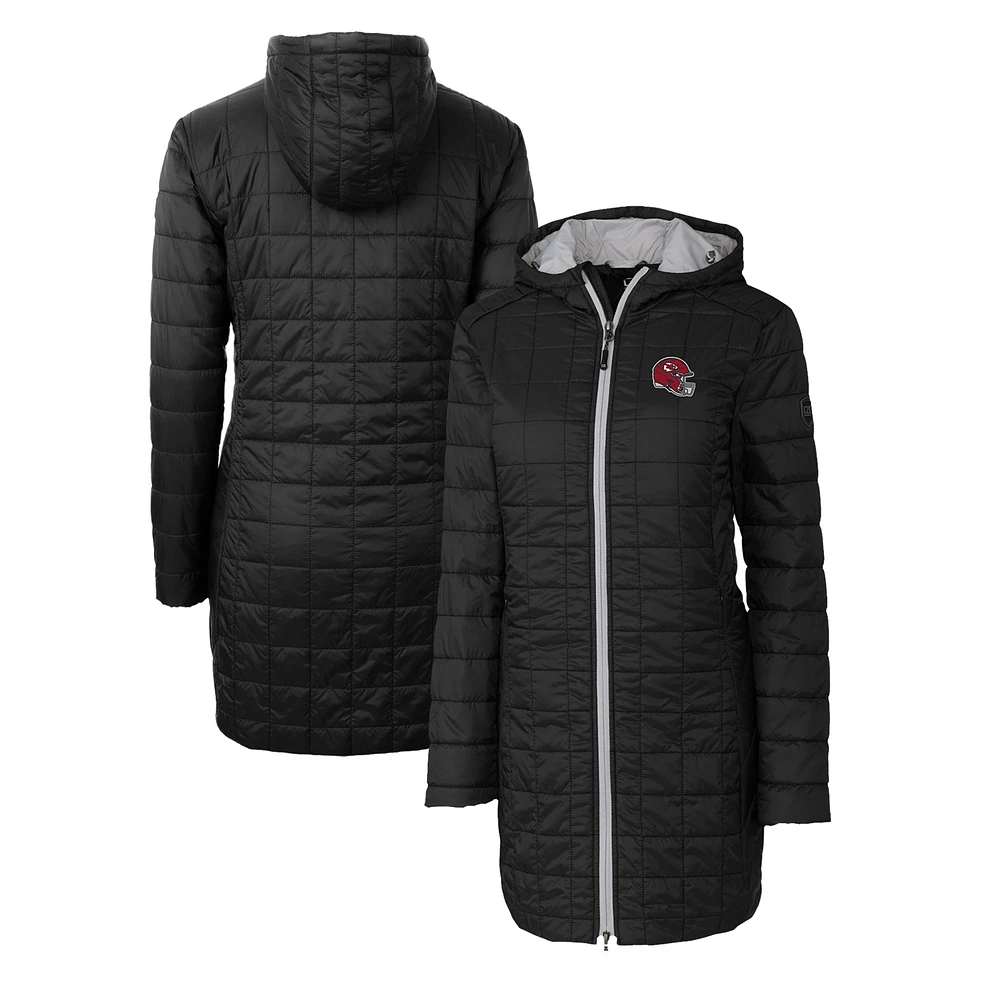 Women's Cutter & Buck Black Kansas City Chiefs Helmet Logo Rainier Primaloft Eco Insulated Hooded Long Coat