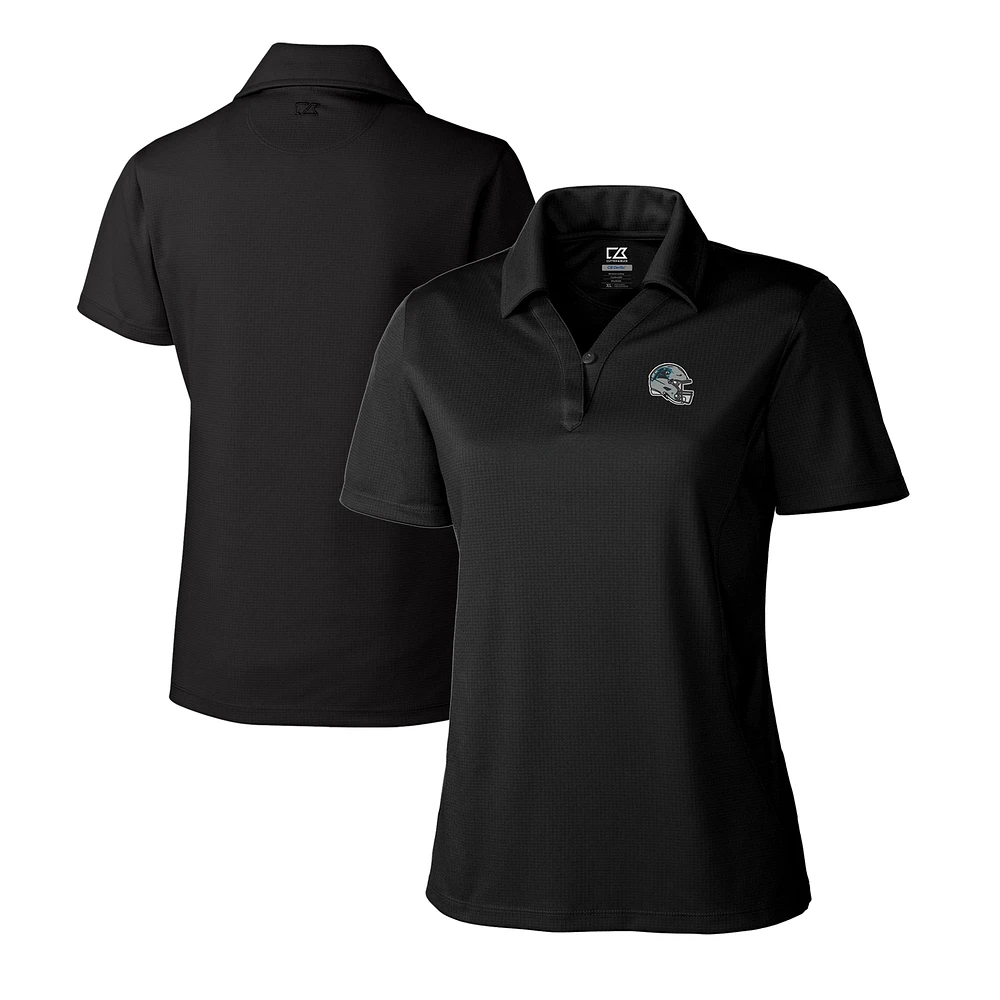 Women's Cutter & Buck Black Carolina Panthers Helmet Logo CB DryTec Genre Textured Solid Polo
