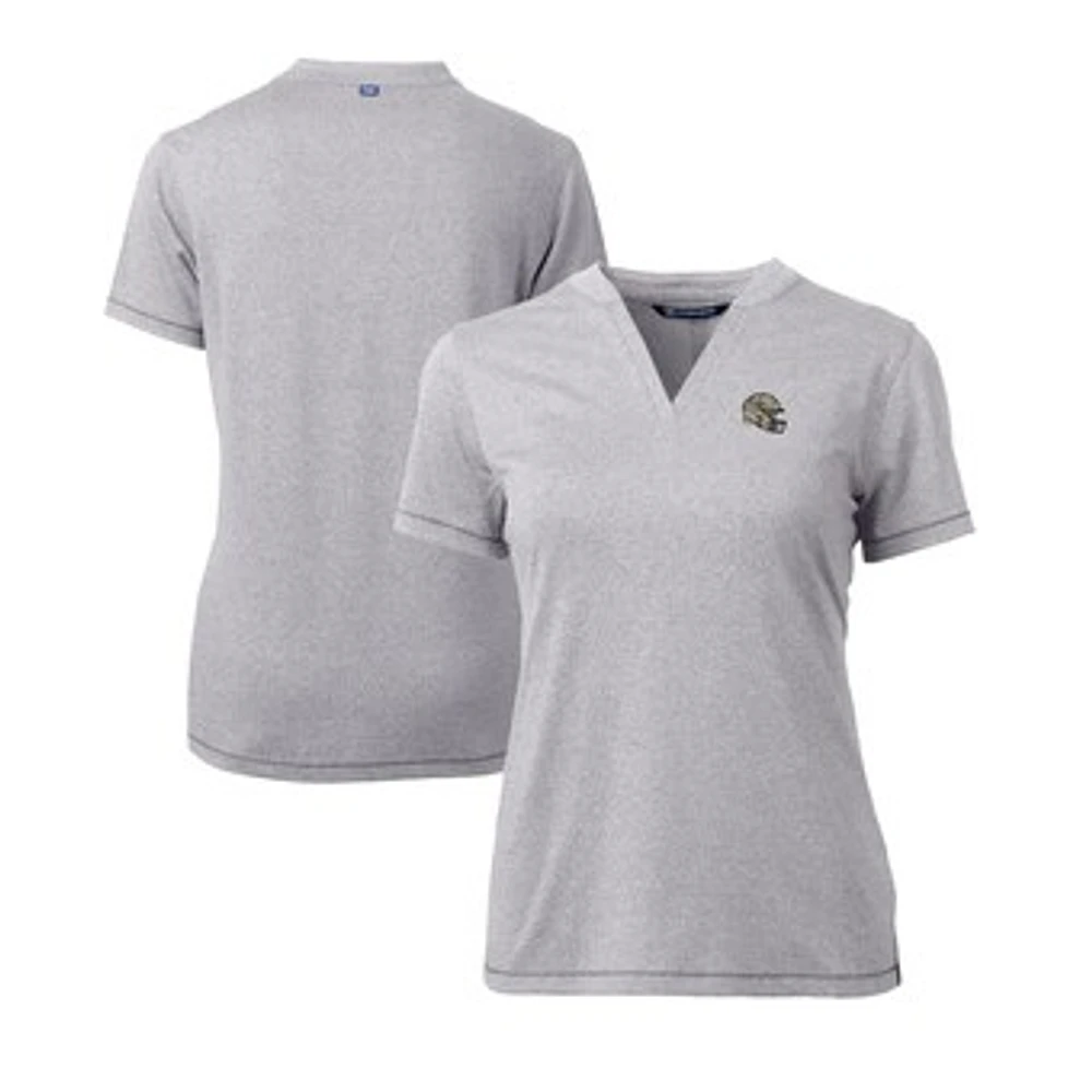 Women's Cutter & Buck Heather Gray New Orleans Saints Helmet Logo DryTec Forge Stretch V-Neck Blade Top