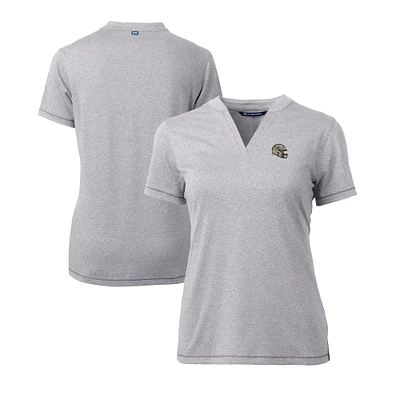 Women's Cutter & Buck Heather Gray New Orleans Saints Helmet Logo DryTec Forge Stretch V-Neck Blade Top