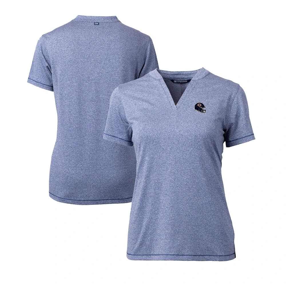 Women's Cutter & Buck Heather Chicago Bears Helmet Logo DryTec Forge Stretch V-Neck Blade Top