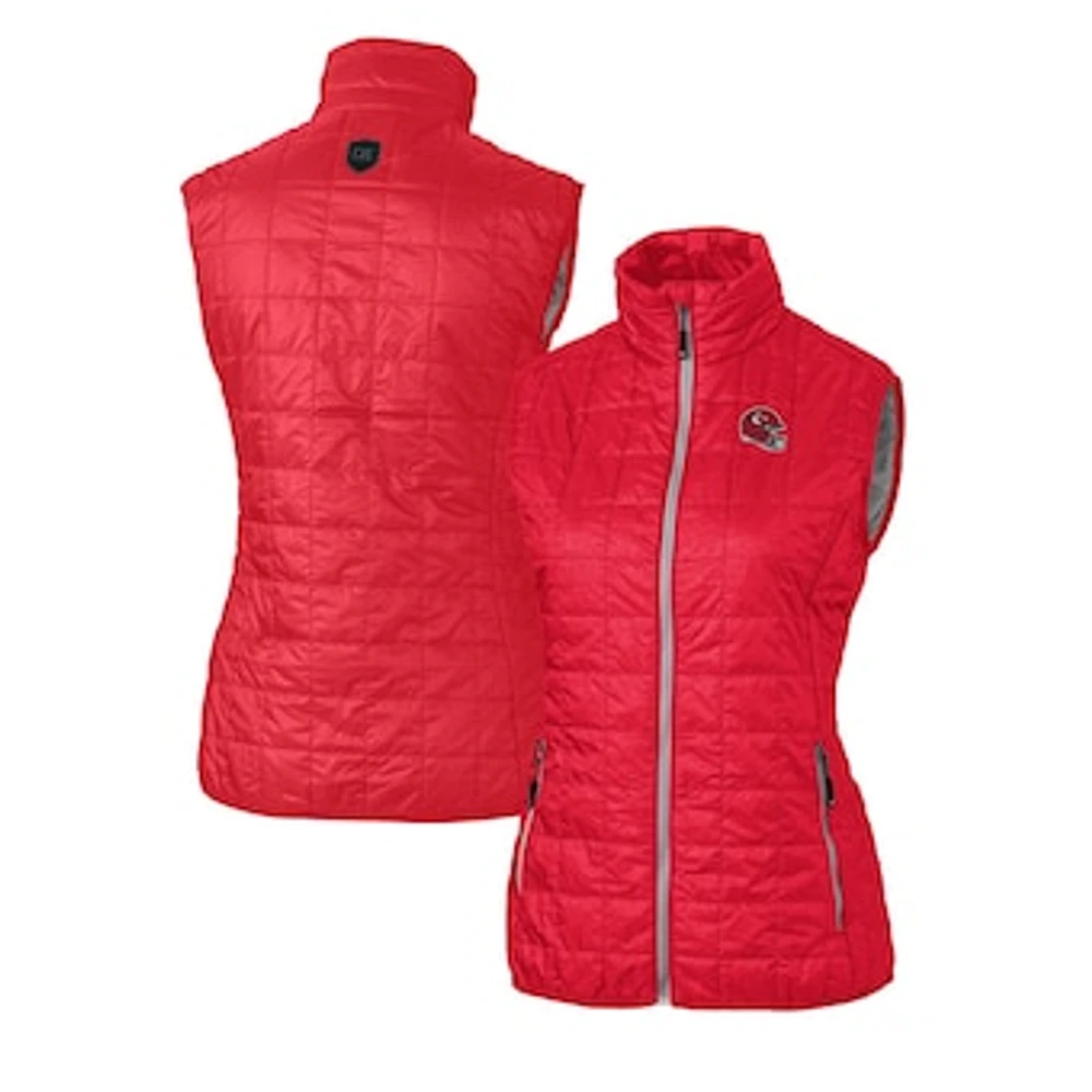 Women's Cutter & Buck Red Kansas City Chiefs Helmet Logo Rainier PrimaLoft Eco Insulated Full-Zip Puffer Vest