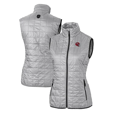 Women's Cutter & Buck Silver Kansas City Chiefs Helmet Logo Rainier PrimaLoft Eco Insulated Full-Zip Puffer Vest