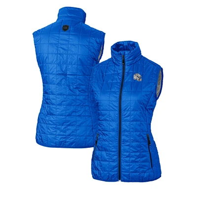 Women's Cutter & Buck Royal Indianapolis Colts Helmet Logo Rainier PrimaLoft Eco Insulated Full-Zip Puffer Vest