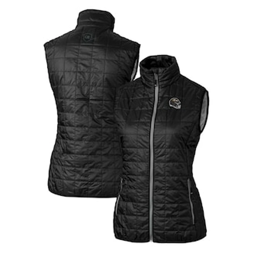 Women's Cutter & Buck Black Baltimore Ravens Helmet Logo Rainier PrimaLoft Eco Insulated Full-Zip Puffer Vest