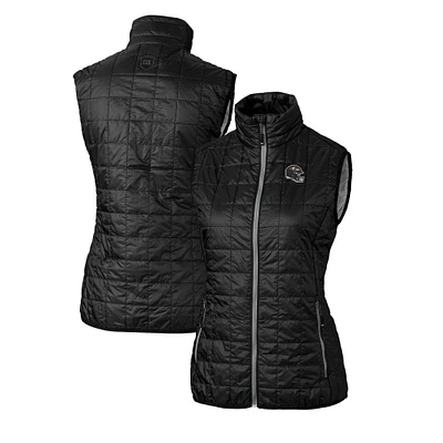 Women's Cutter & Buck Black Baltimore Ravens Helmet Logo Rainier PrimaLoft Eco Insulated Full-Zip Puffer Vest