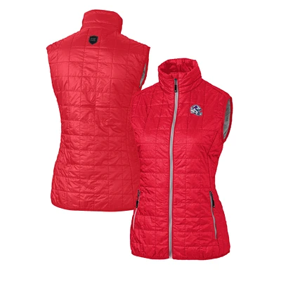 Women's Cutter & Buck Red Buffalo Bills Helmet Logo Rainier PrimaLoft Eco Insulated Full-Zip Puffer Vest