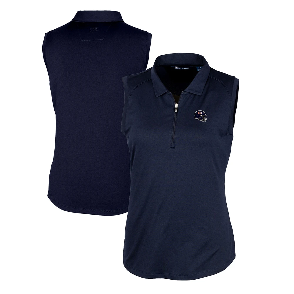 Women's Cutter & Buck Navy Chicago Bears Helmet Logo DryTec Forge Stretch Sleeveless Polo