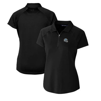 Women's Cutter & Buck Black Detroit Lions Helmet Logo DryTec Forge Stretch Polo