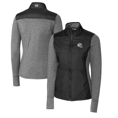 Women's Cutter & Buck Black Indianapolis Colts Helmet Logo DryTec Stealth Hybrid Quilted Full-Zip Windbreaker Jacket