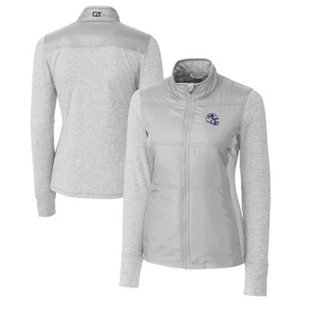 Women's Cutter & Buck Steel Buffalo Bills Helmet Logo DryTec Stealth Hybrid Quilted Full-Zip Windbreaker Jacket