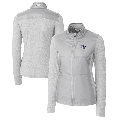Women's Cutter & Buck Steel Buffalo Bills Helmet Logo DryTec Stealth Hybrid Quilted Full-Zip Windbreaker Jacket