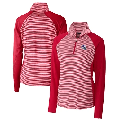 Women's Cutter & Buck Buffalo Bills Helmet Logo DryTec Forge Tonal Stripe Stretch Half-Zip Top
