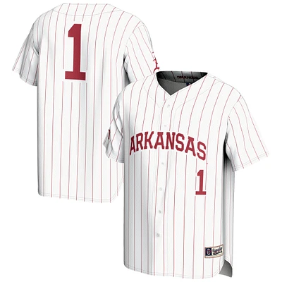 Youth GameDay Greats #1 White Arkansas Razorbacks Lightweight Baseball Jersey