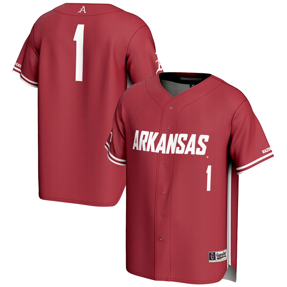 Youth GameDay Greats #1 Cardinal Arkansas Razorbacks Lightweight Baseball Jersey