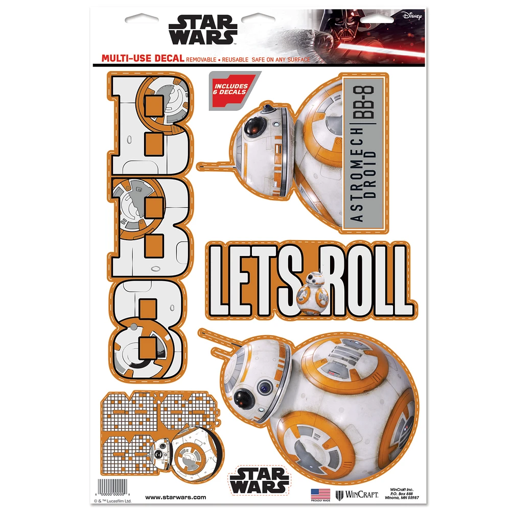 WinCraft BB-8 Star Wars 11'' x 17'' Multi-Use Decal Set