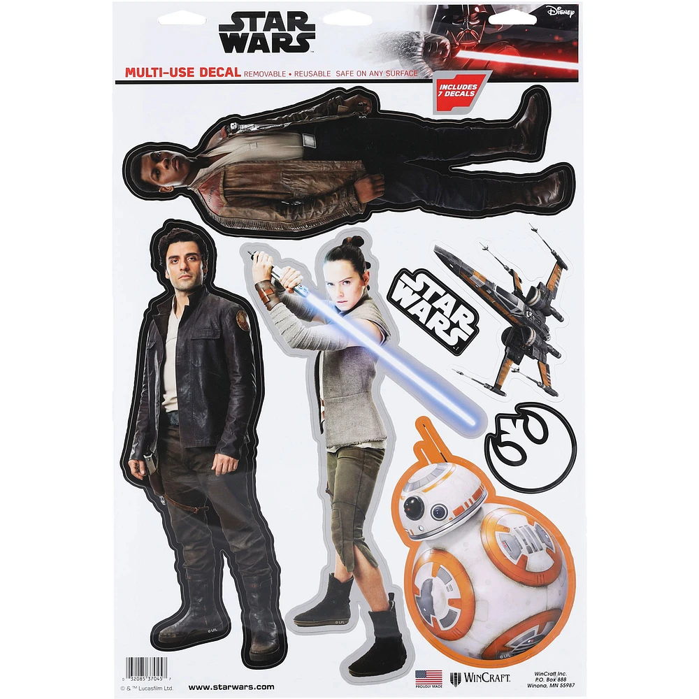 WinCraft Finn, BB-8, Rey Star Wars 11'' x 17'' Multi-Use Decal Set