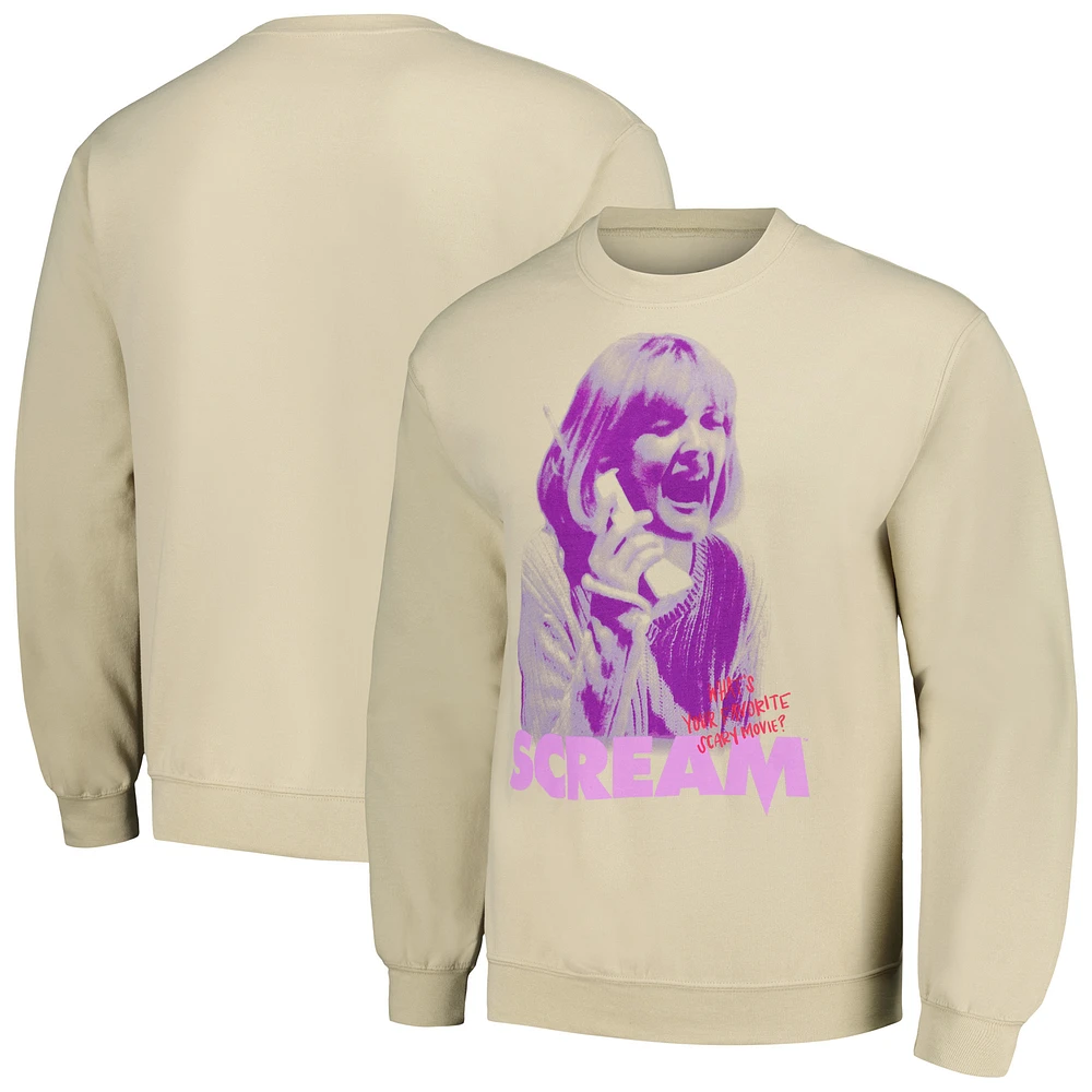 Men's Ripple Junction Drew Barrymore Tan Scream Phone Pullover Sweatshirt