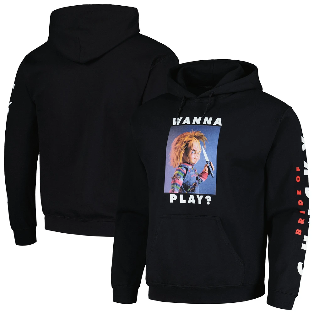 Men's Ripple Junction Black Chucky Wanna Play? Pullover Hoodie