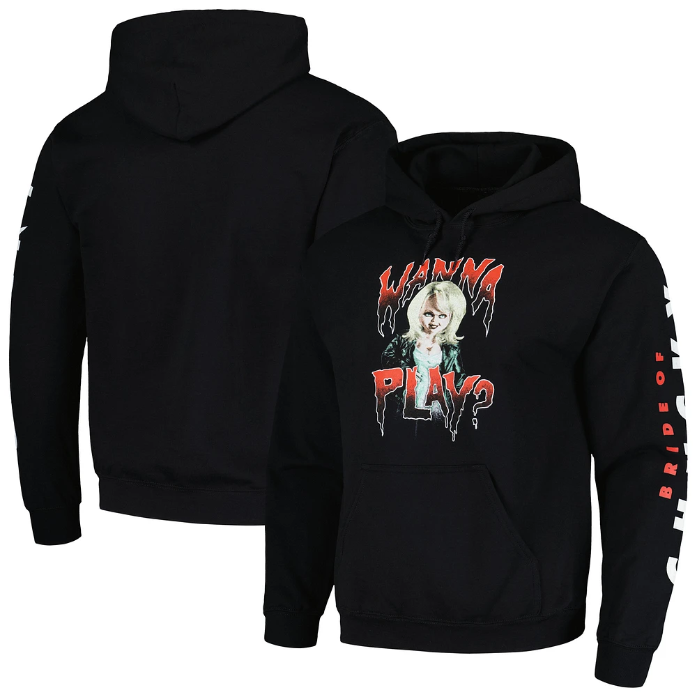 Men's Ripple Junction Black Chucky Tiffany Wanna Play? Pullover Hoodie