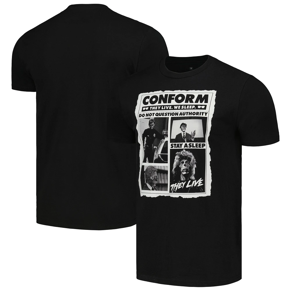 Men's Ripple Junction Black They Live Newspaper T-Shirt