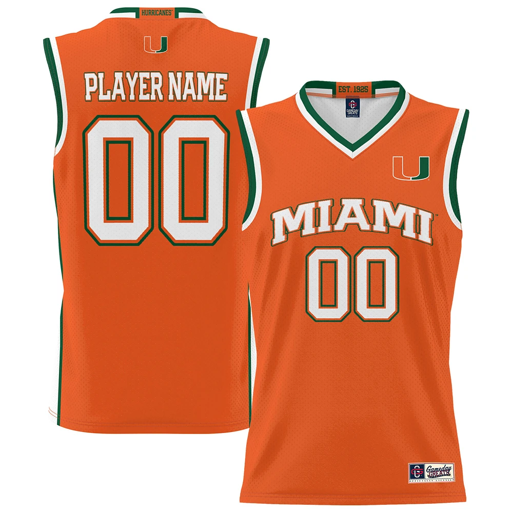 Youth GameDay Greats Orange Miami Hurricanes NIL Pick-A-Player Lightweight Men's Basketball Jersey
