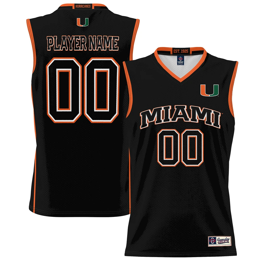 Unisex GameDay Greats Black Miami Hurricanes NIL Pick-A-Player Lightweight Men's Basketball Jersey