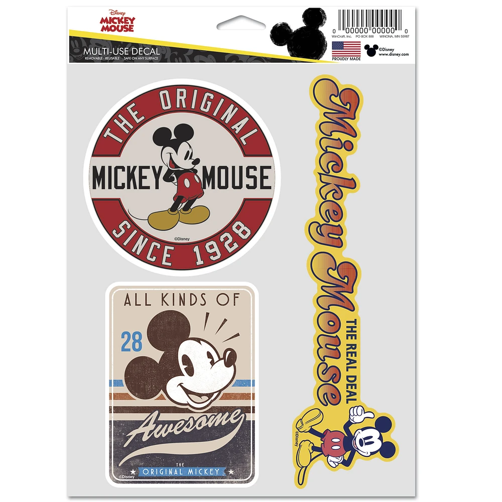 WinCraft Mickey & Friends Mickey Mouse 3-Pack Multi-Use Decal Set