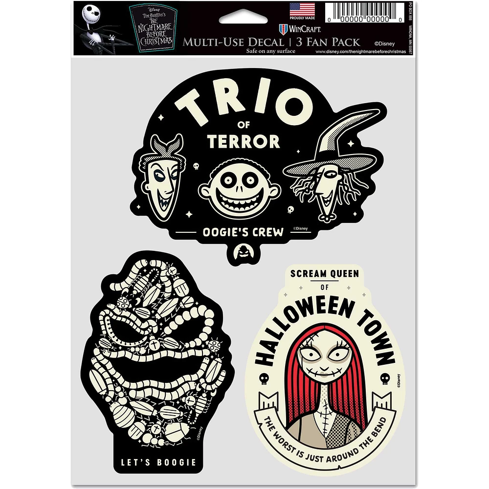 WinCraft The Nightmare Before Christmas 3-Pack Multi-Use Decal Set