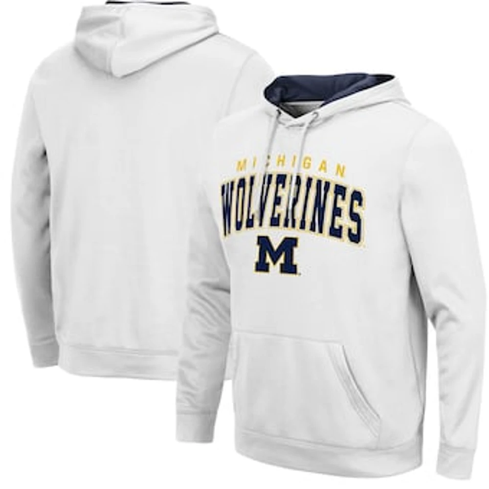 Men's Colosseum White Michigan Wolverines Resistance Pullover Hoodie