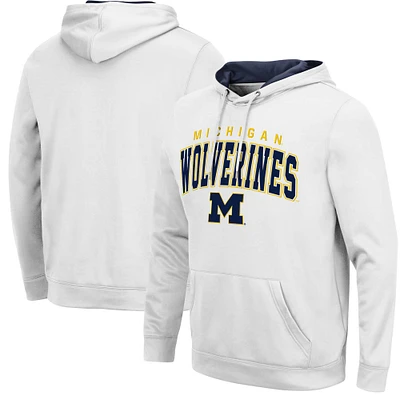 Men's Colosseum White Michigan Wolverines Resistance Pullover Hoodie